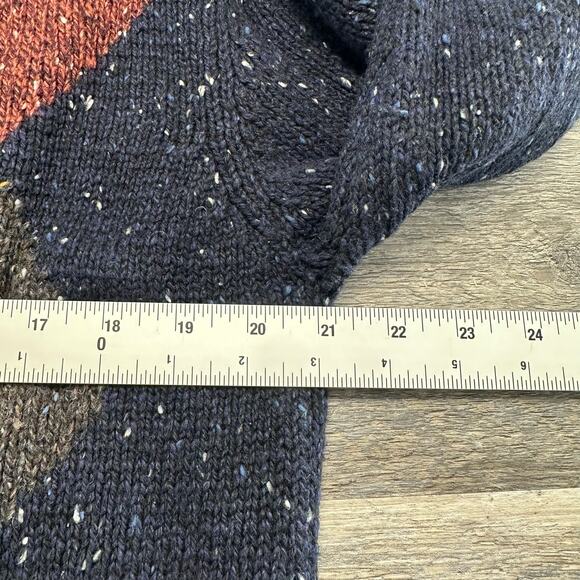 Vintage 90s Knightbridge Blue Argyle Mens L Wool Blend Crewneck Pullover Sweater - Picture 4 of 9